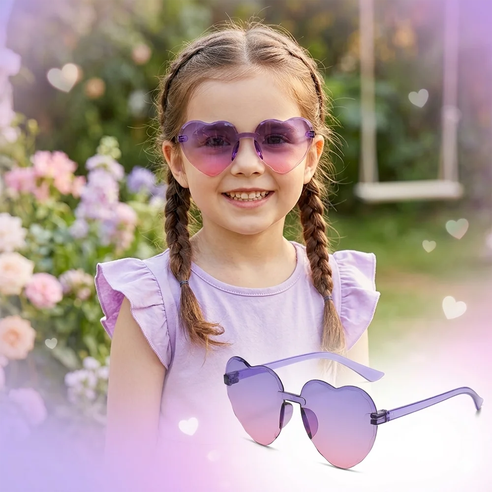 Fashion Jelly Gradient  Children Heart-shaped Lenses Sunglasses Outdoor Sun Protection Glasses Colorful Sun Glasses Goggles