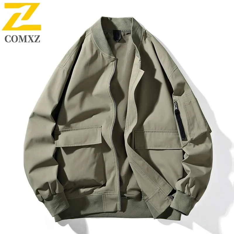 

COMXZ Men Windbreaker Coat Breathable Loose Autumn Trendy Outdoor Travel Cycling Jogger Jackets High Fashion Baseball Uniform