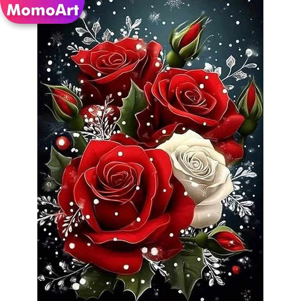 Momoart Full Square Round Diamond Embroidery Rose Flower DIY Mosaic Craft Kit Diamond Painting New Arrival Home Decoration