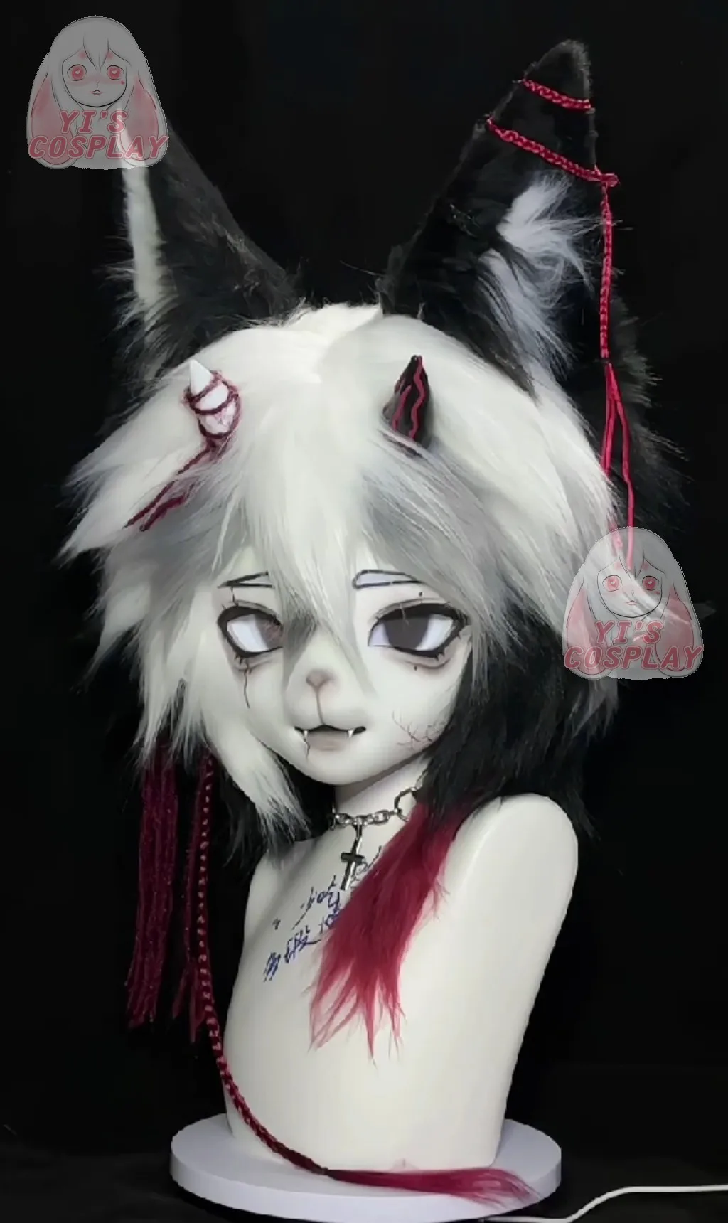 

Yis косплей на заказ пушистая голова голова кигуруми косплей Kemono Fursuit гарнитуры ручной работы Beast индивидуальный меховой костюм Kemono голова