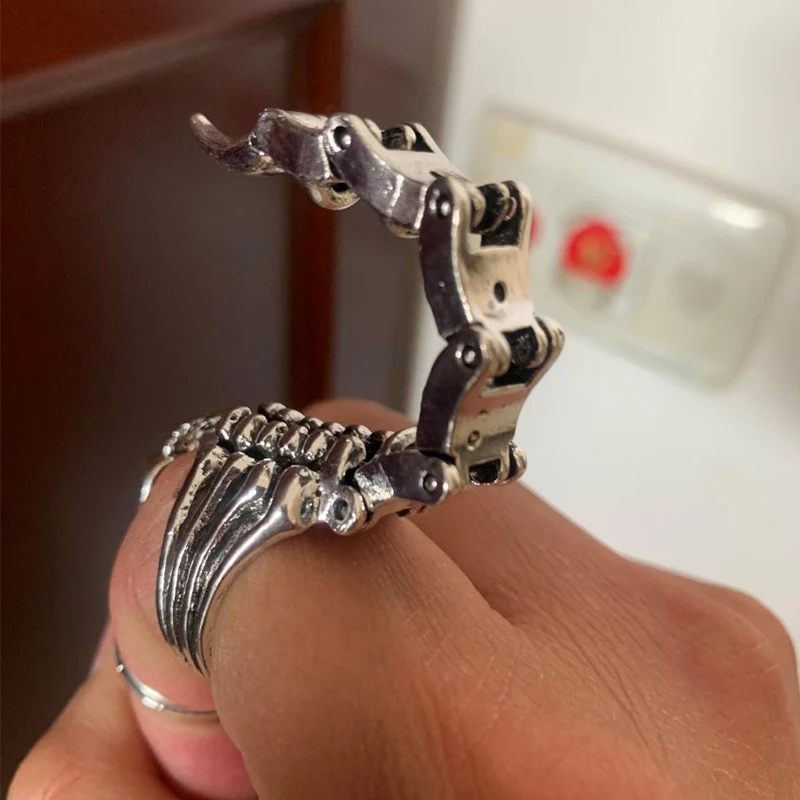 New Gothic Ring Punk Full Finger RIng Scorpion Ring Joint Full Finger Ring with Adjustable Opening Moving Scorpion Tail Dropship