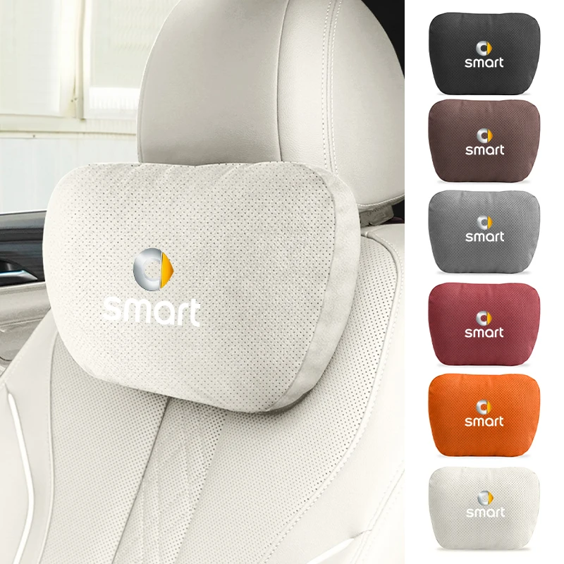 Car Seat Suede Headrest Neck Cushioning Support Head Pillow Accessories For Smart Fortwo 451 450 453 Forfour EQ Cabrio