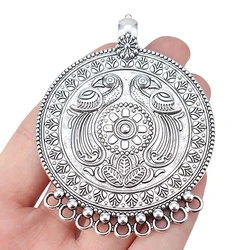 ZXZ 2pcs Tibetan Silver Large Tribal Boho Connector Charms Pendants for Necklace Making Jewelry Accessories 80x62mm