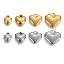 10Pcs Stainless Steel Oil Pressure Heart Charms Pendant For DIY Fashion Necklace Bracelet Earring Jewelry Accessories