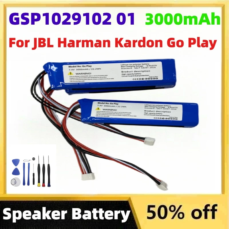 

3000mAh GSP1029102 01 Wireless Bluetooth Speaker Battery for JBL Harman Kardon Go Play Rechargeable LiFePO4 Battery + Free Tools