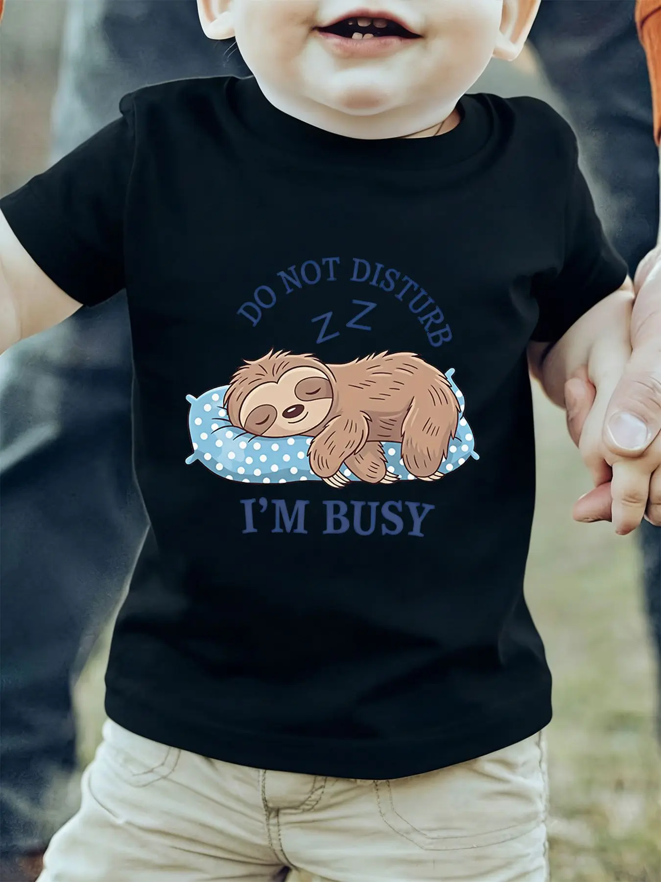 Do Not Disturb I M Busy Sleeping Sloth Cartoon Graphic Kids T Shirt Boys Girls Family Matching Summer Crew Neck Casual Tee