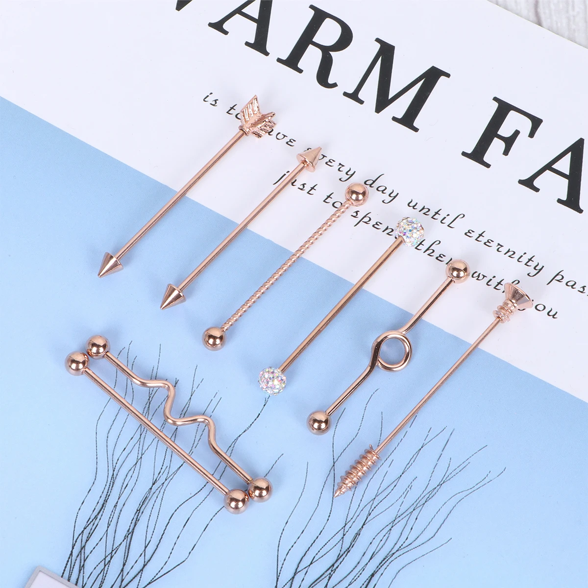 

8pcs Stainless Steel Ear Expansion Screw Set Helix Piercing Jewelry Body Studs Industrial Durable Comfortable Gift For Women