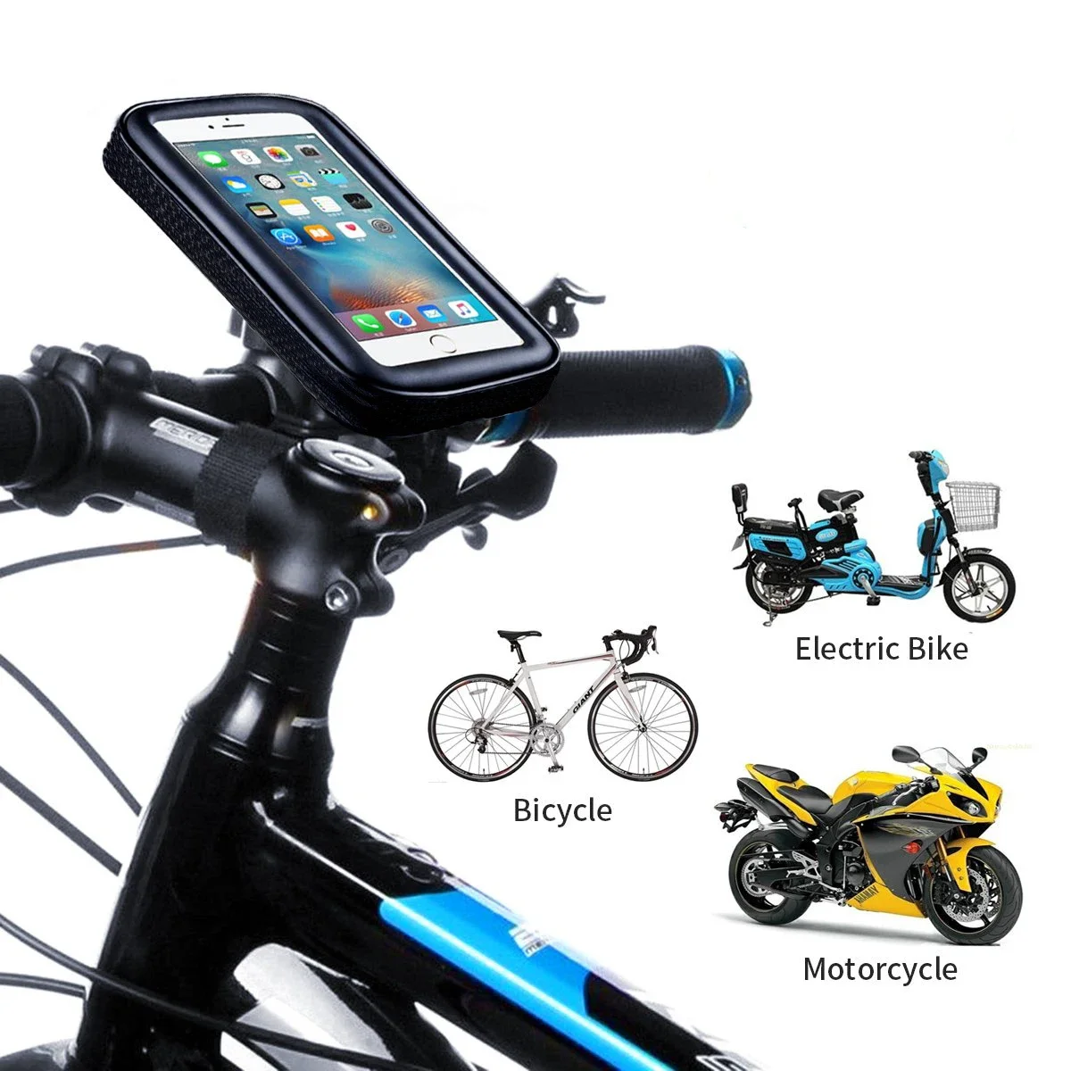 Waterproof Bicycle Phone Holder Motorcycle Bike Handlebar Phone Case Bag for iPhone 15 Pro Max 14 Samsung Bike Phone Stand Mount