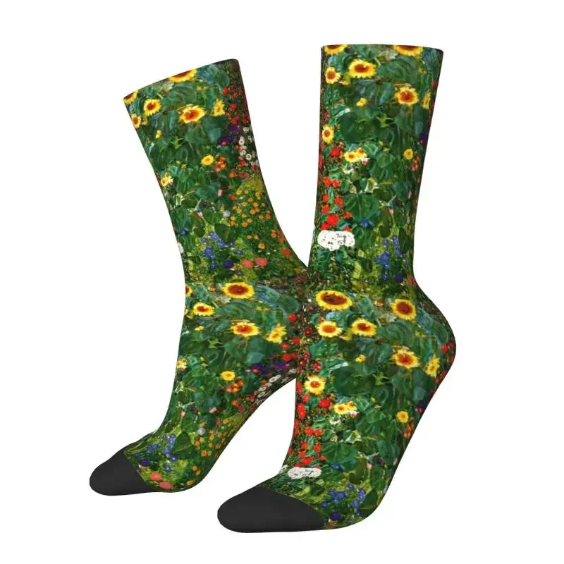 Farm Garden With Sunflowers Men Women Male Crew Socks Funny Gustav Klimt Painting Art Spring Summer Autumn Winter Crazy Socks