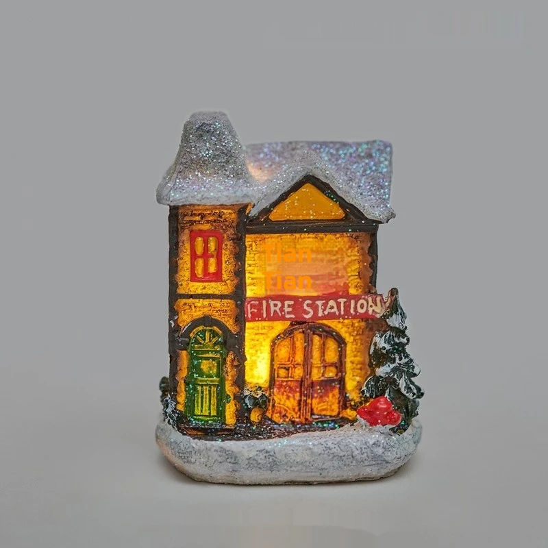 

Healing Christmas Snow House Night Lamp Table Decoration Toy Figure Winter Theme Decorations For Home Garden