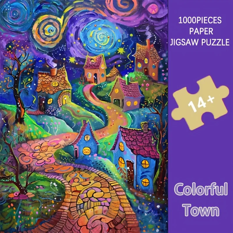 1000pieces jigsaw puzzle 70cm*50cm Colorful Town Jigsaw Puzzle 1000pcs for Adults Lovely Gift for Occasions including Christmas