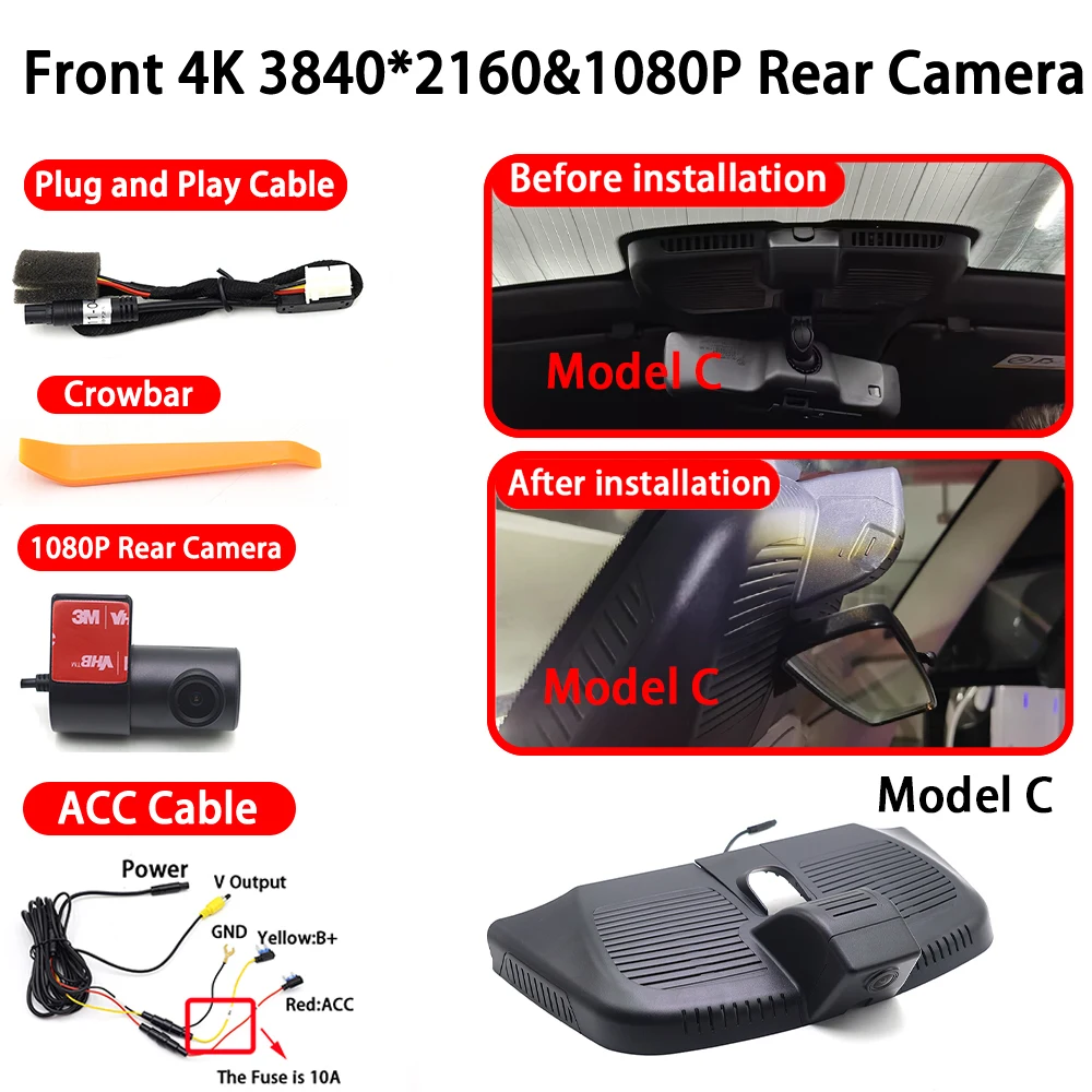 Voor Mercedes Benz V-Klasse EQV e Vito Valente Metris V260 V220 V250 W447 4K 2160P voor- en achtercamera dashcam Wifi Plug and Play