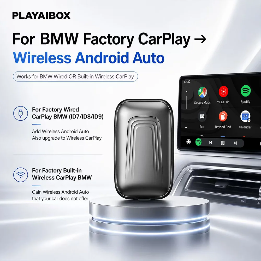 4in1 Wireless Carplay to Wireless Android Auto Adapter Wireless HiCar CarLife Converter Plug & Play For BMW X3 X5 X6 X7 Series
