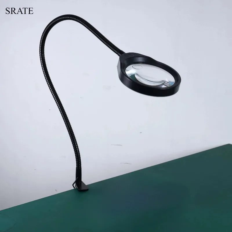100-240V Adapter HD 8X 125mm Helping Hands Soldering Magnifying Glass with LED Lights Solder Clamp Loupe Phone Screen Magnifier