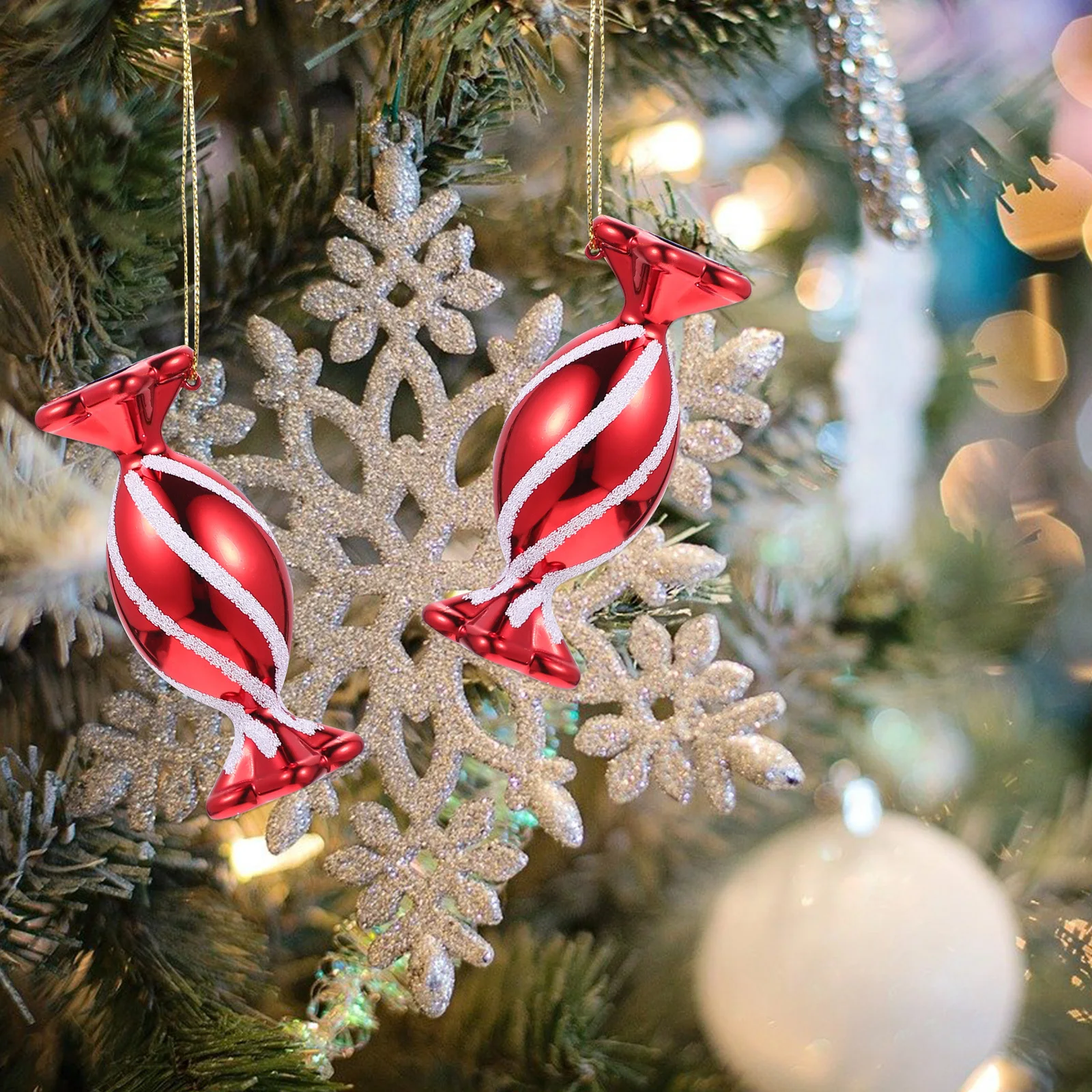 

30Pcs Christmas Candy Pendant Red Hanging Ornament Festive Decorative Pendant for Xmas Tree Holiday Scene Decoration Supply