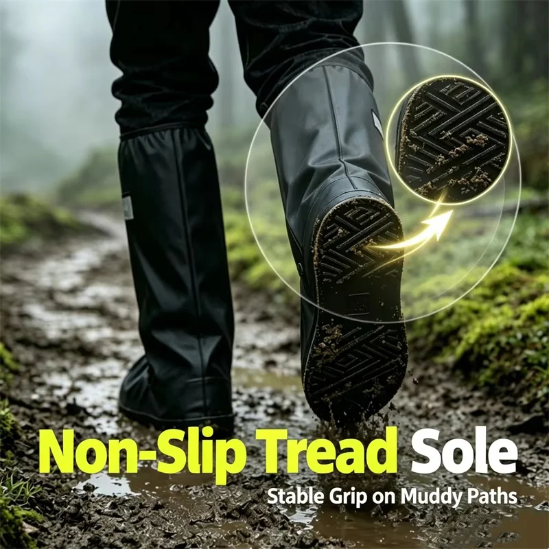 Reusable Anti-Slip Waterproof Rain Boot Shoe Cover High Tube Motorcycle Scooter Dirt Bike Rain Shoes Protectors For Rainy Snowy