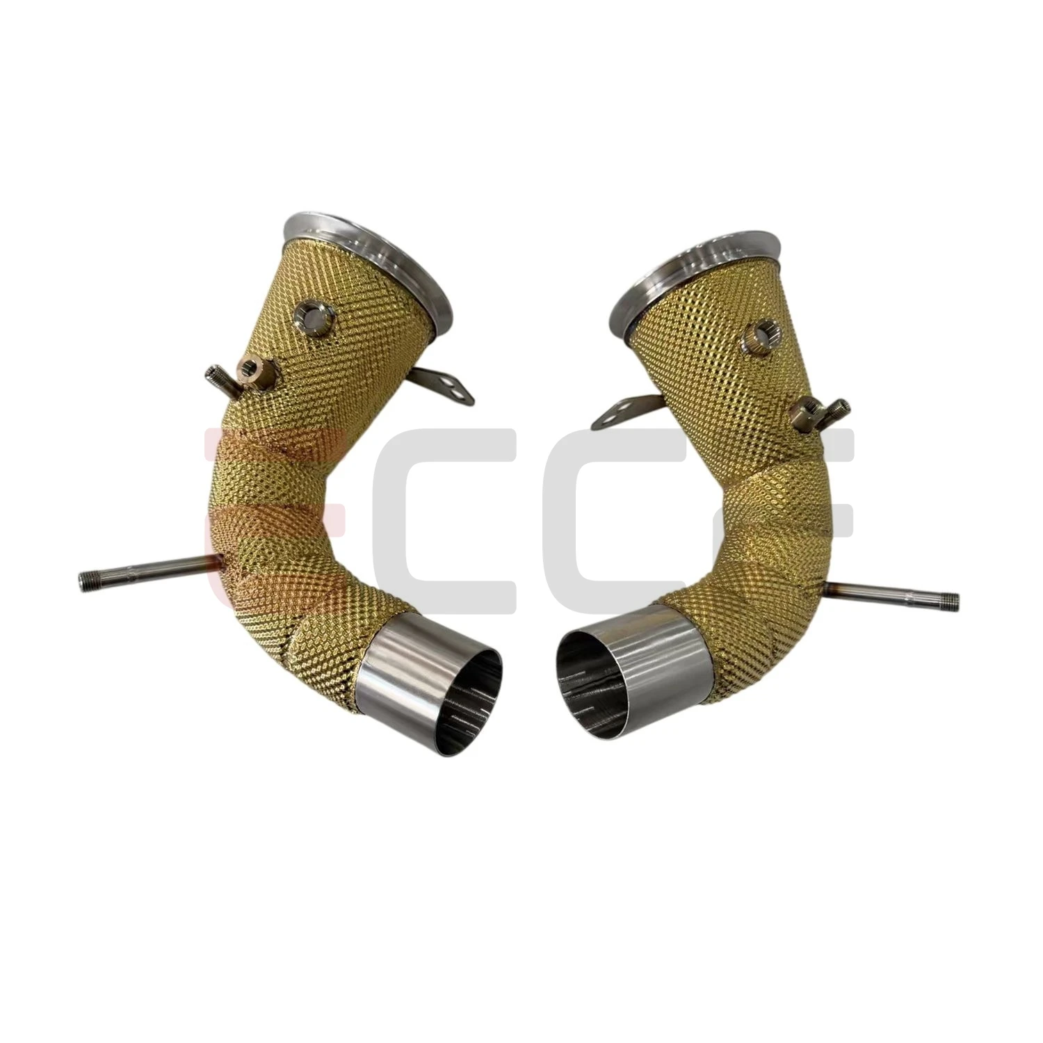 Sporty tapered design Downpipe With golden Heat Shield For Porsche 992 Aggressive Sound Plug and Play Upgrade Performance
