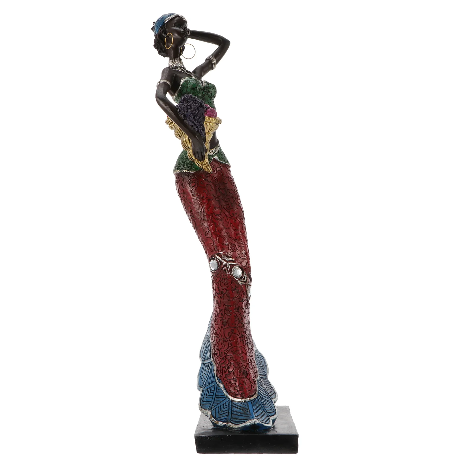 

1Pcs African Women Sculpture Resin Artisan Decorative Statue for Desktop Home Hotel Decoration Ethnic Style Indoor Ornament Gold