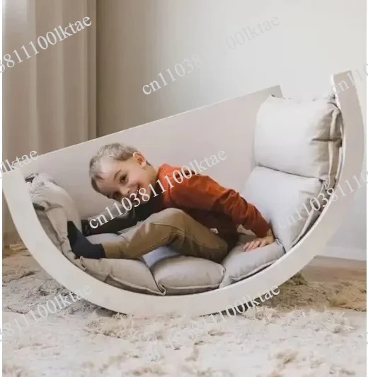 Custom 5 in1 Climbing Frame Rainbow Arch Rocker Sensory Table with Cushion Set Montessori Piklers Rocking Chair for Children