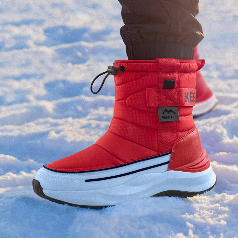 Big Size 44 45 Winter Boots Men High-top Water-resistant Cotton Shoes Women Plus Velvet Warm Shoes Boots Northeast Outdoor Boots