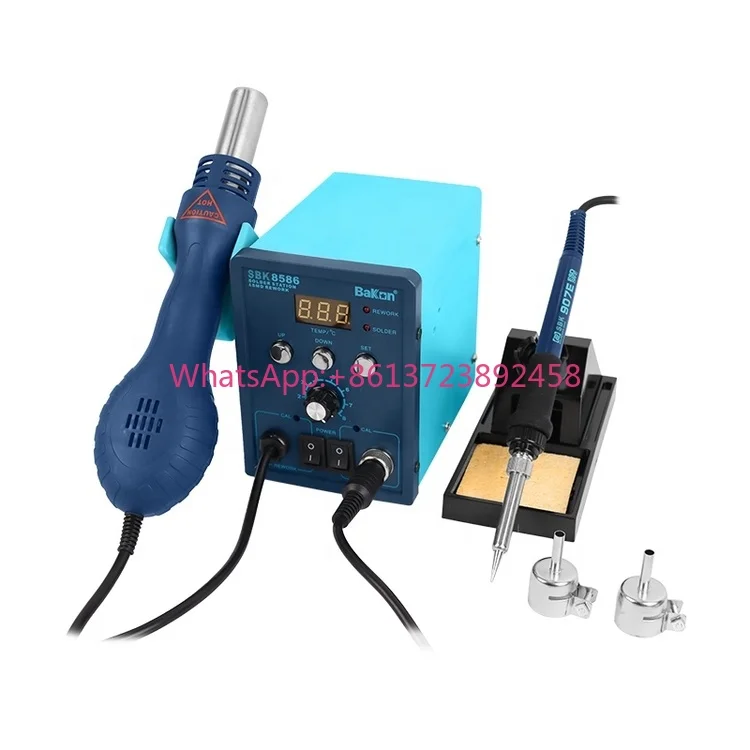 Bakon Low Price and Good Quality Sbk8586 700w 2-in-1 Repair Hot Air Gun Soldering Iron Desoldering Rework Station
