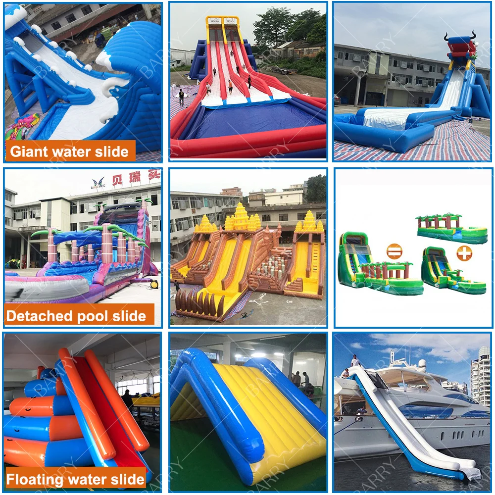 20 عامًا مخصصًا منزلقًا مائيًا مكون من 4 ممرات قابل للنفخ مع حمام سباحة للبالغين أو الأطفال #4