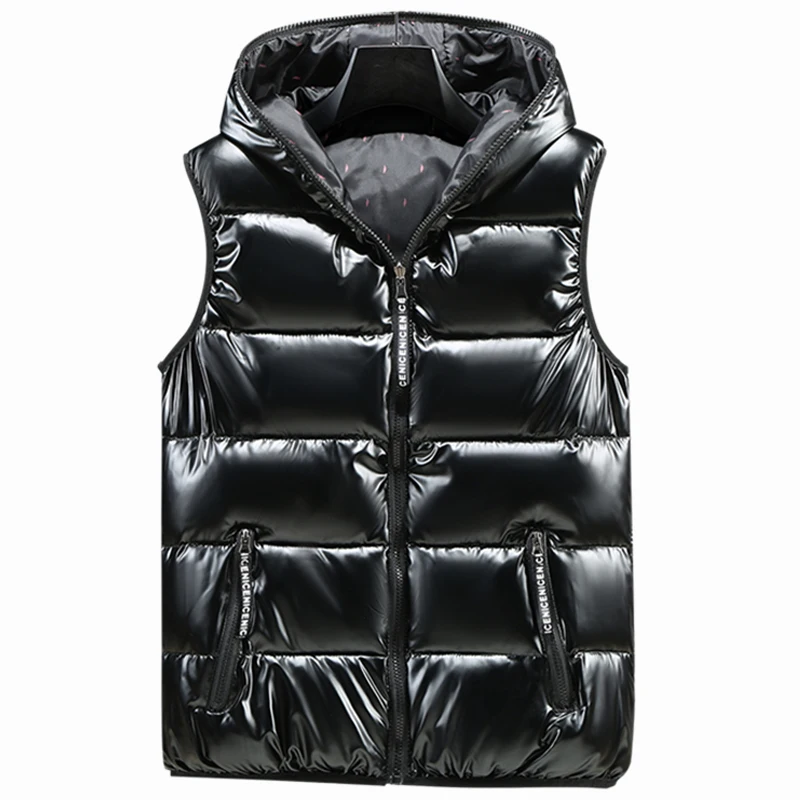 

Nice New Fashion Autumn Winter Cotton Vests Men Hat Detachable Thick Warm Sleeveless Jacket Men Black Vest Hooded Waistcoat