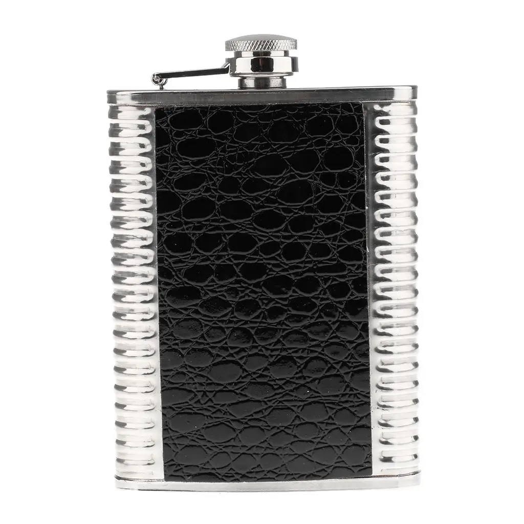 Fashion Stainless Steel Hip Flask Russia Leather Embossed Whiskey Flask Wild Appliance Gift Set for Camping Picnic