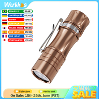 Wurkkos TS10 V2 Copper Powerful Mini 14500 EDC Flashlight with 3* 90 CRI LEDs and RGB Aux LEDs Max 1400LM Pocket IPX8 Torch