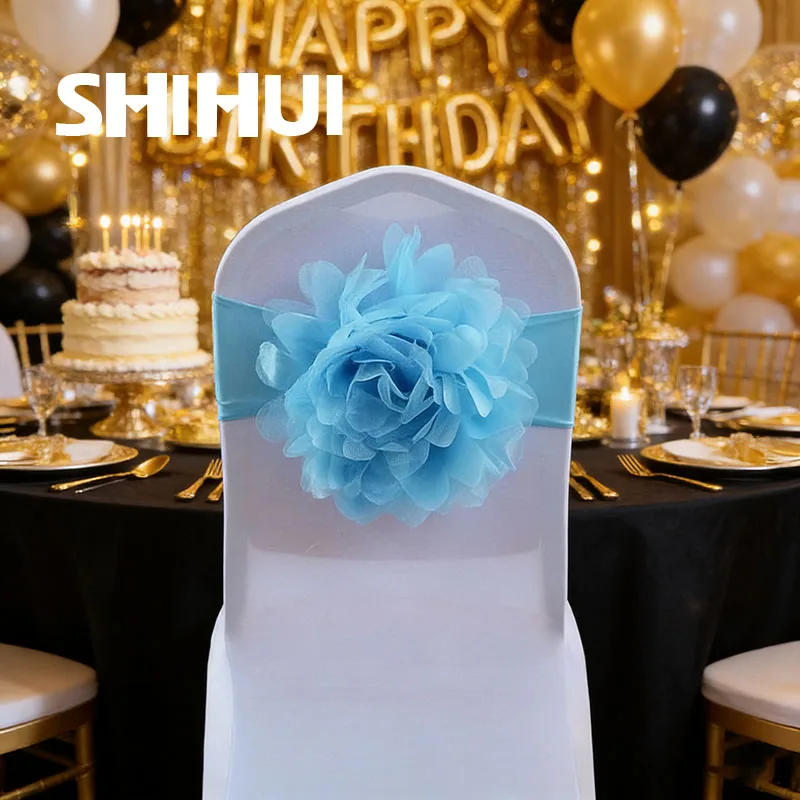 10/50 Pcs Chair Sashes Tie Gauze Flower Knot Seat Back Belt For Hotel Banquet Country Wedding Party Event Dining Decoration