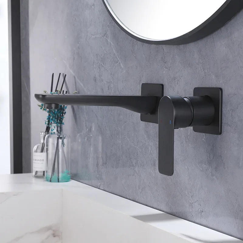 Bathroom Accessories All Copper Concealed Gun Gray Embedded Wall Faucet