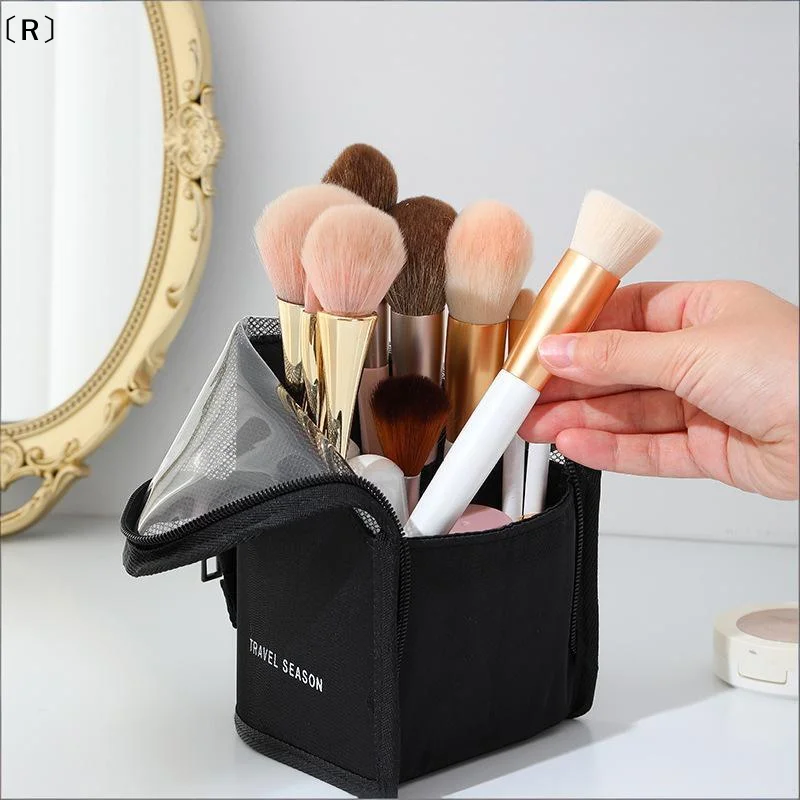 〔R〕1 Pc Stand Cosmetic Bag For Women Clear Zipper Makeup Bag Travel Female Makeup Brush Holder Organizer Toiletry Bag