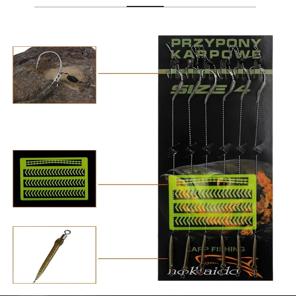 6-8pcs 18.5cm Carp Fishing Ready Made Hook 30-60LB 2/4/6/8# Leader Carp Fishing Hooks Europe Feeder Group Hooks Carp Tackle image 4