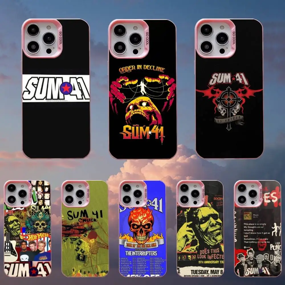 

S-Sum 41 O-Order In Decline Phone Case For iPhone 16,15,14,13,12,11,Mini,Pro,SE,MAX,plus,Pink Matte Silicone Cover