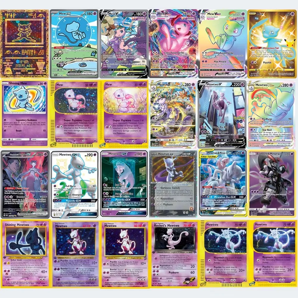 PTCG Collection Card PKM Mew Classic Limited Anime Cards Ancient Mew Mew MewtwoV/VMAX Holographic Proxy Card Gift Toys