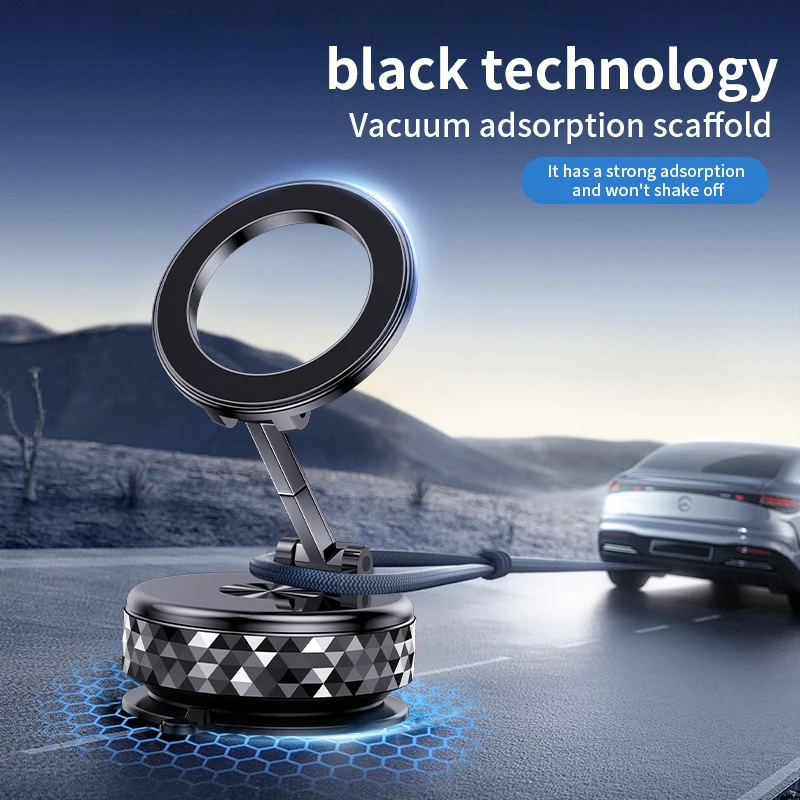 

Car Magnetic Phone Holder Vacuum Suction Stand 360° Rotation For Car Center Control Screen Tesla For iPhone Samsung Xiaomi K12