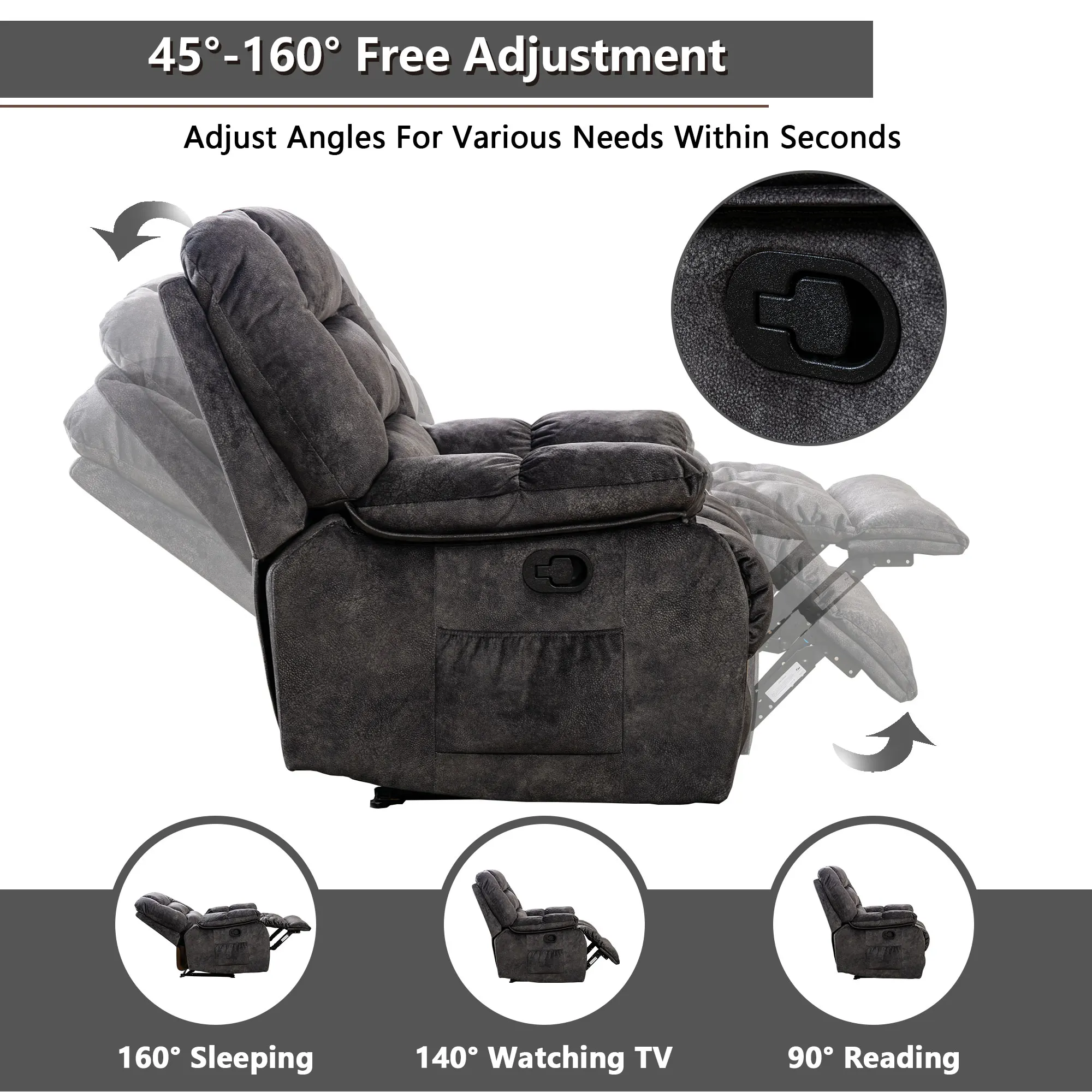 1-Piece Manual Body Massage With Heating Function Sofa Chair Comfortable Elderly Chair Functional Chair With Storage Bag