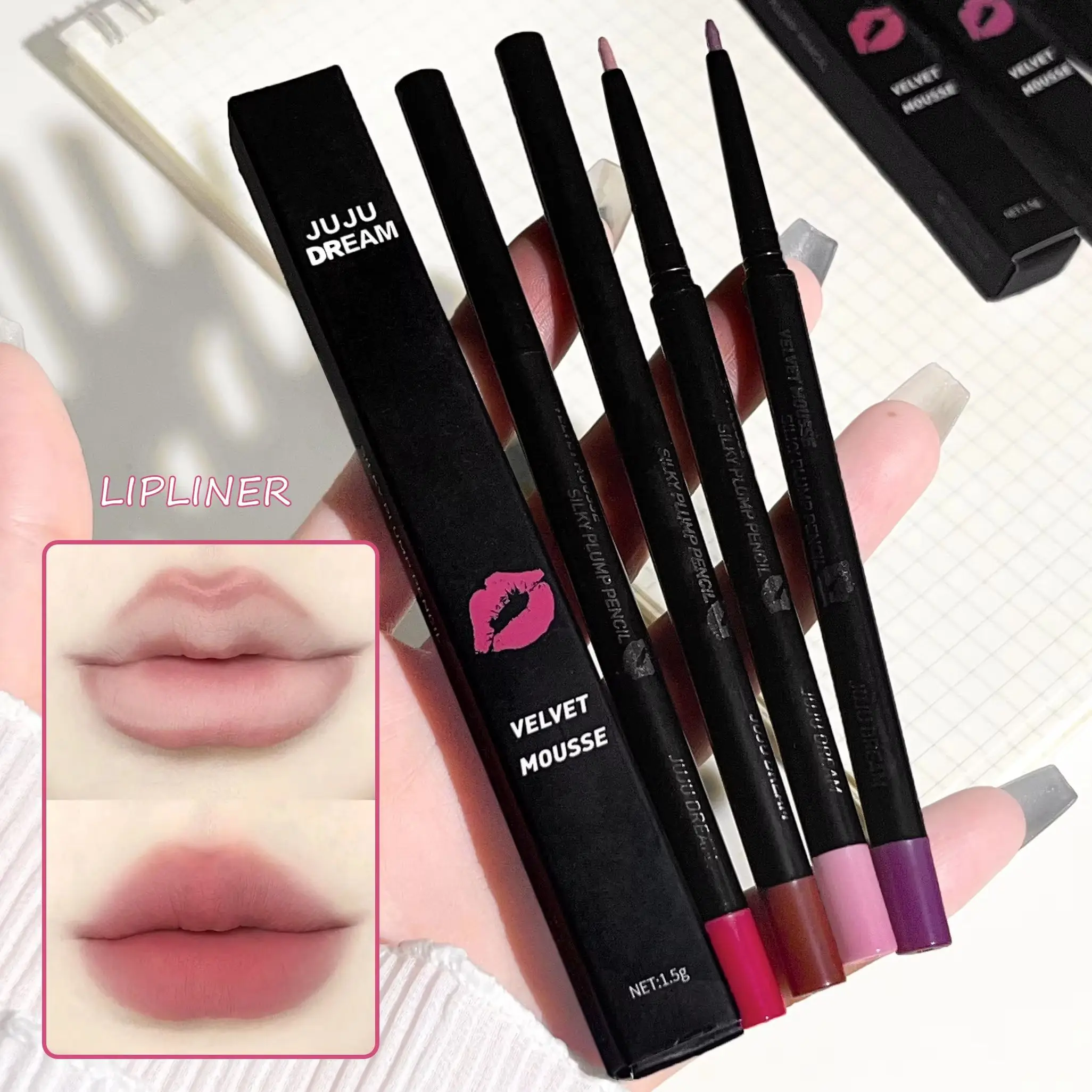 Delineador labial colorido, pêssego marrom baga, copo antiaderente nude duradouro, batom segurando maquiagem lápis labial, cor lisa três dimensões