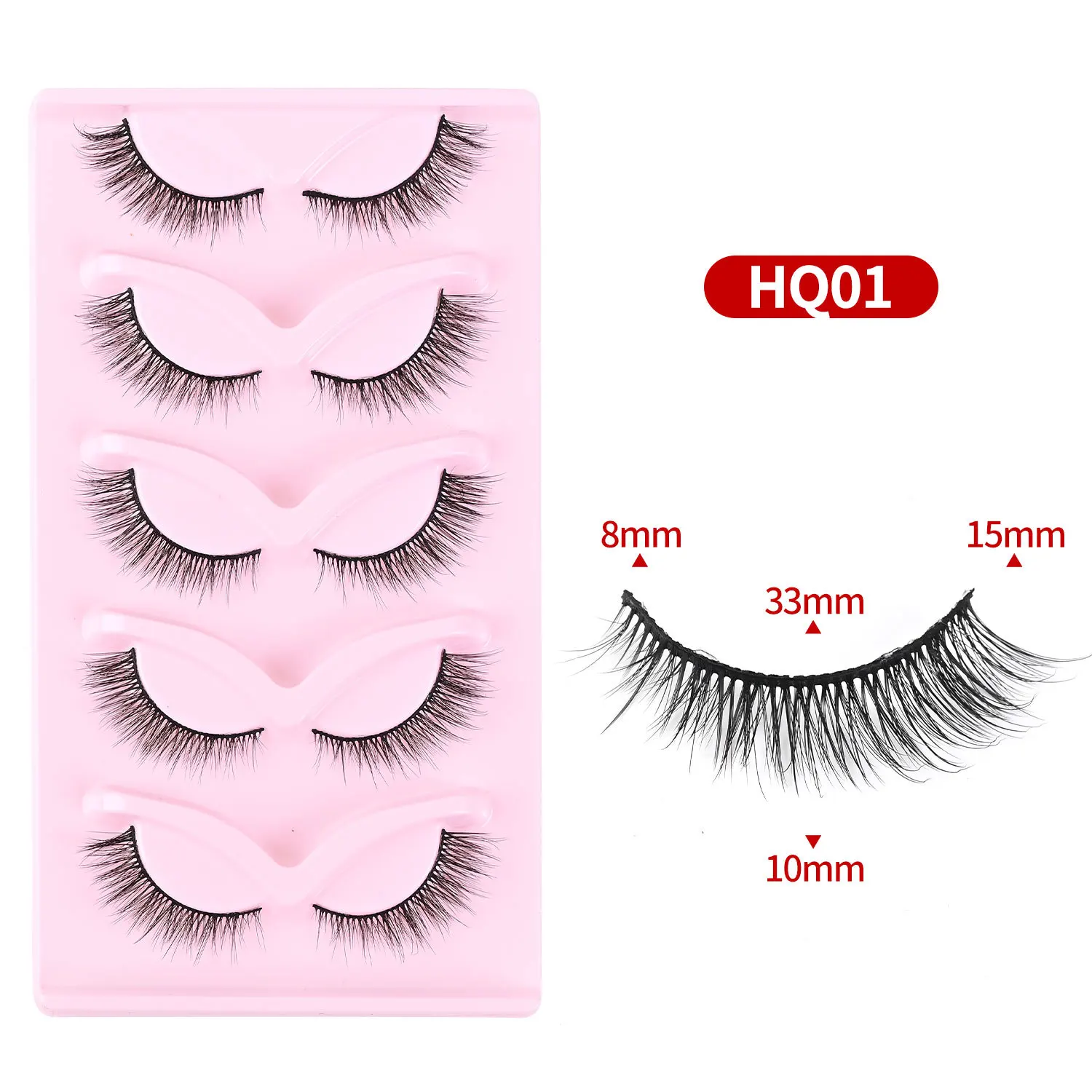 New Makeup 5-pair Light Fox Eyelashes Elongated End of The Eye Whole Cluster of Natural Fluffy False Eyelashes