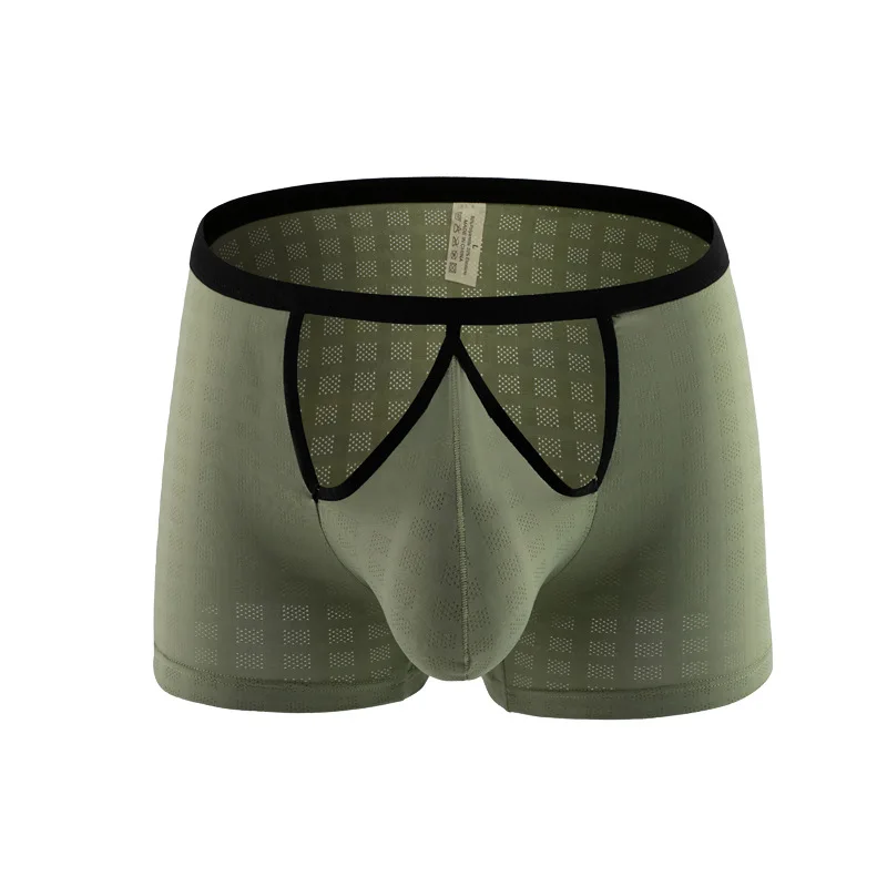 

Men Sexy Boxer Briefs Hollow Out Lingerie Underwear Mesh See Through Trunks Breathable Boxers Gay Male Bulge Pouch Underpant