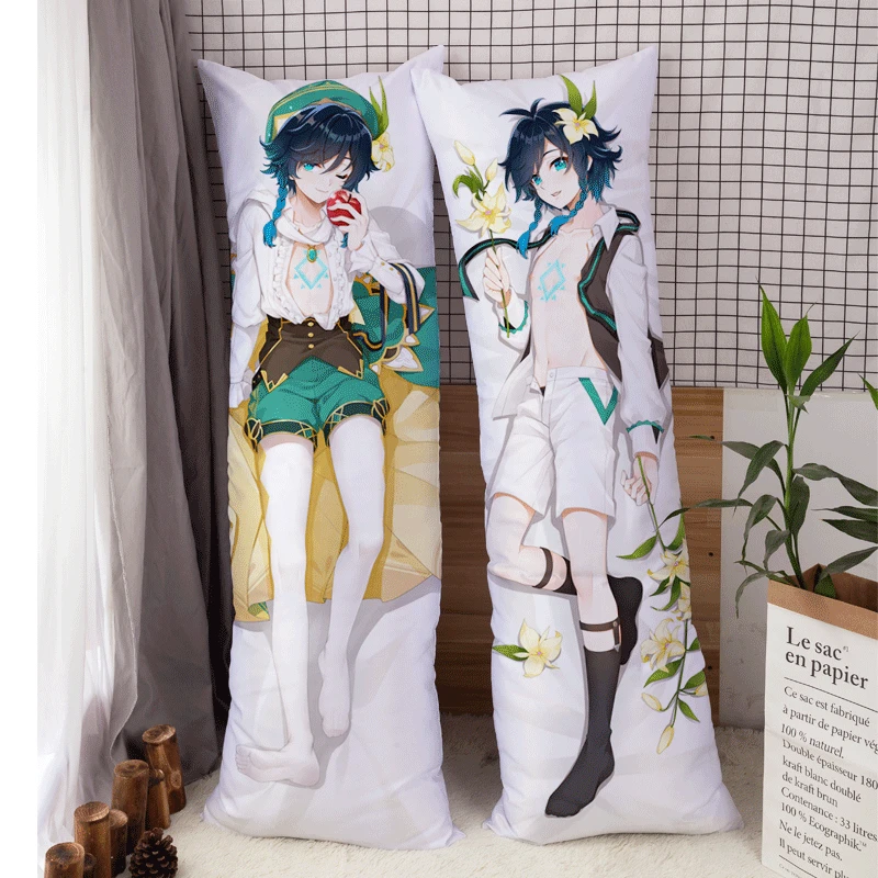 Venti Dakimakura Genshin Impact Double-sided Bedding Anime Pillowcase Hugging Body Otaku Pillow Cushion Cover Xmas Gifts