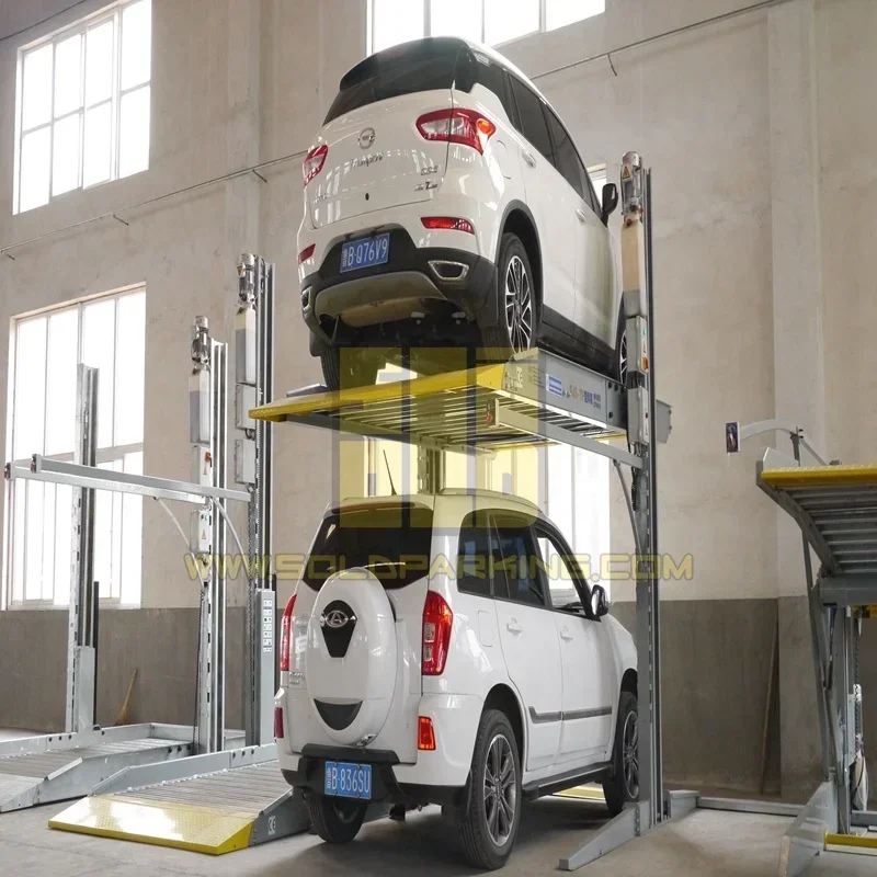 Ruimtebesparende 2024 Nieuwe Auto Takel 2 Post Lift Voertuig Parkeerapparatuur Parkeer Lift Voor Binnenlandse/Home Parking