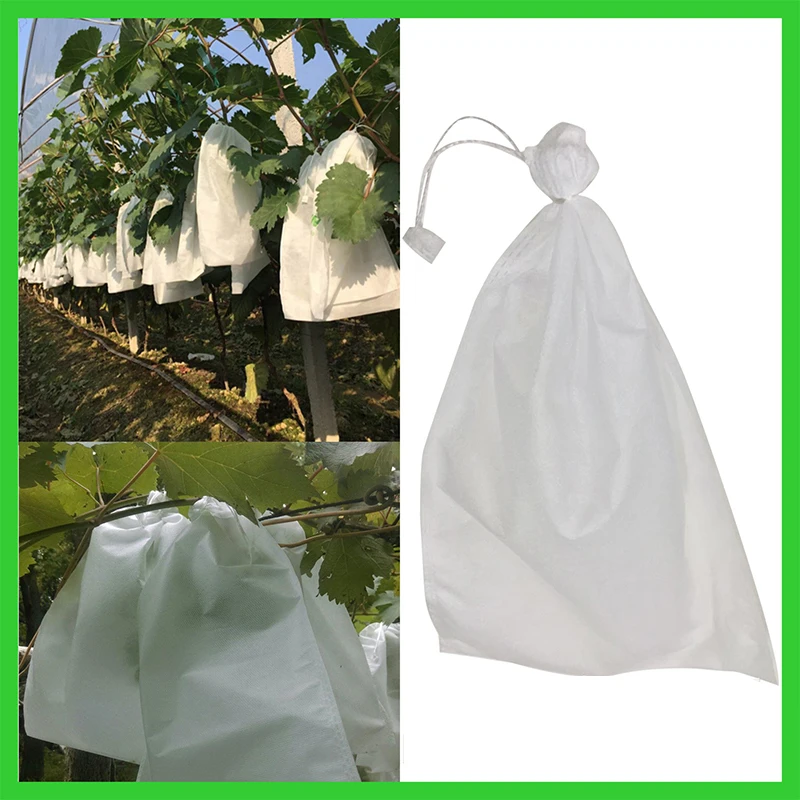 

50PCS Netting Mesh Bags Fruit Grow Bags Anti Bird Prevent Plant Grow Bags Drawstring Grape Tool