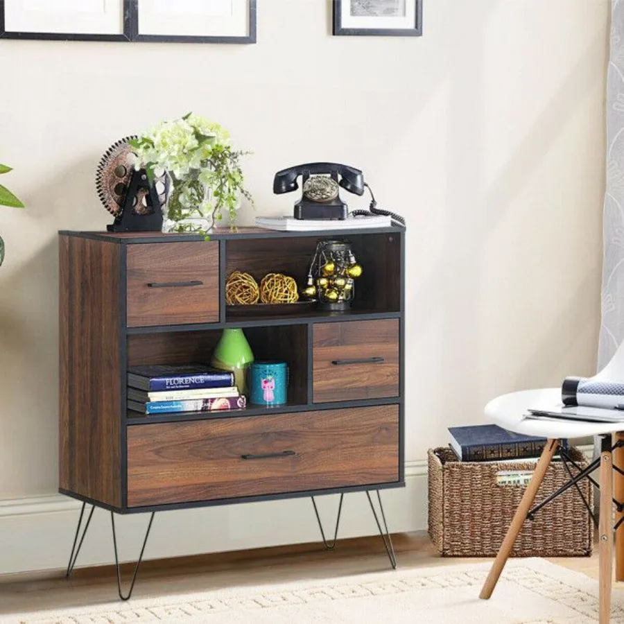 

Multipurpose Sideboard Storage Cabinet with Metal Leg Drawers