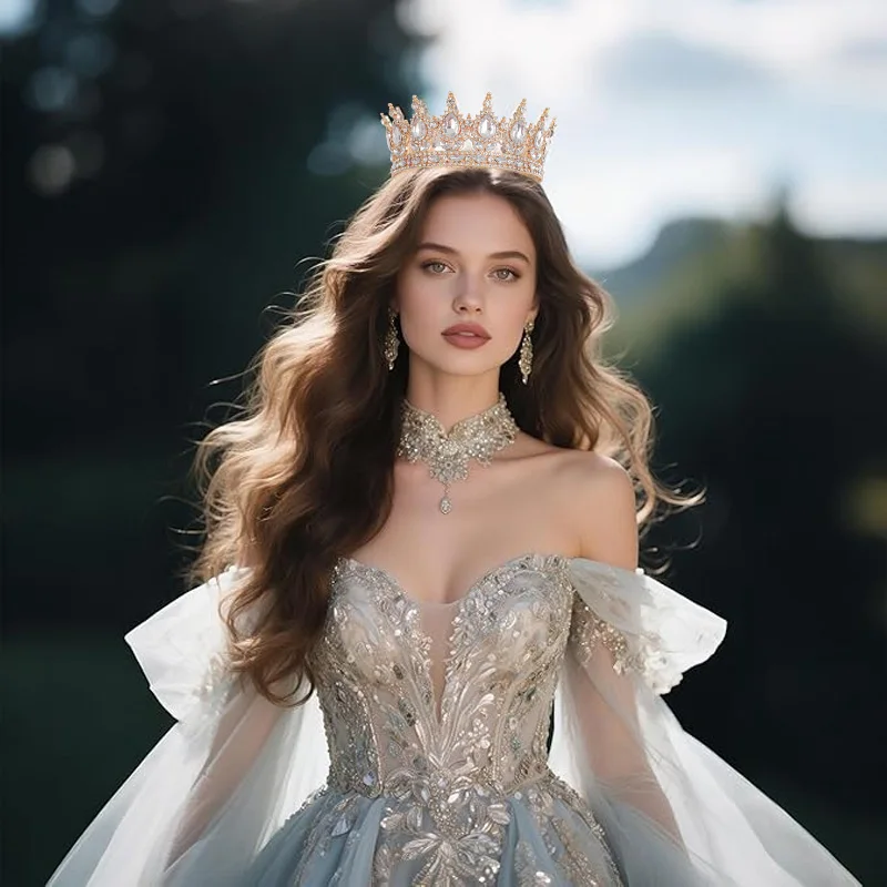 

Crystal Large Crown Hair Accessories Jewelry Crown Tiara Gift Birthday Party Crown Cake Topper Prom Bridal Shower Wedding Decor