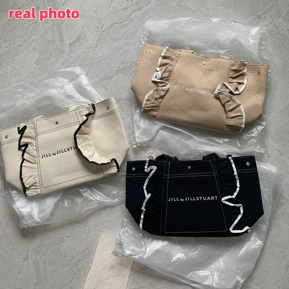 Casual Handbags for Women Japanese Style Ruffles Canvas Bag New Large Size Bags Girls Commuter Portable Messenger All-Matching