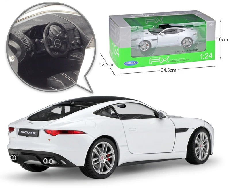 WELLY Diecast 1:24 Scale Model Car JAGUAR F-Type Coupe Race Car Toy Sports Car Metal Alloy Toy Car For Children Gift Collection