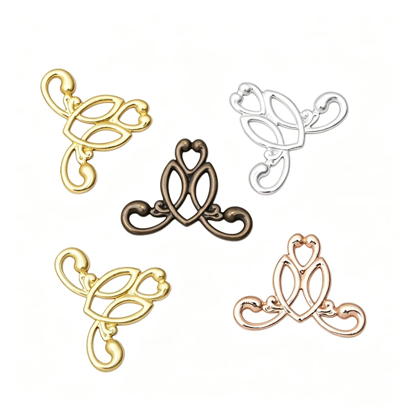 BoYuTe Wholesale 15*20mm European Brass Flower Charms Multi‑Color Filigree Flower Pieces DIY Jewelry Making Findings Supplies
