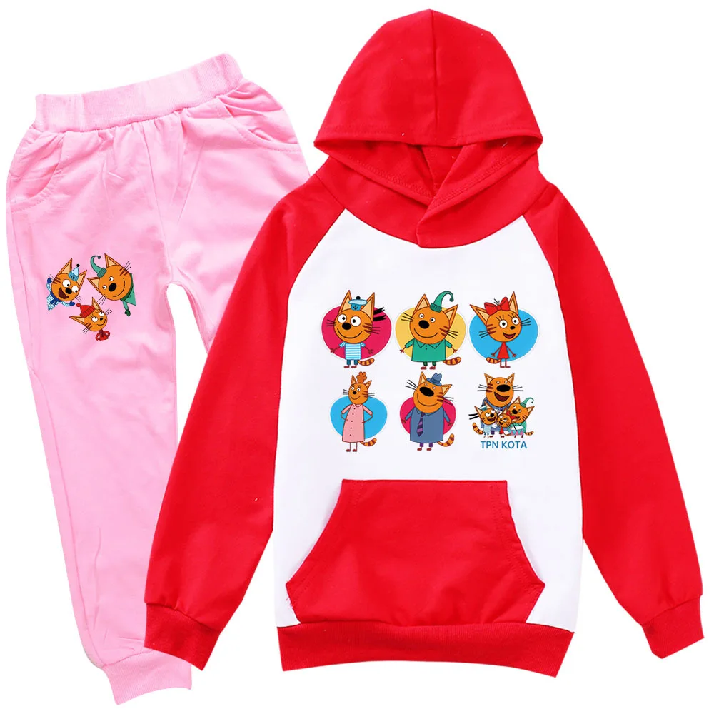 Kid E Cats Russian Три Кота My Family Three Happy Cats Clothes Girls Cartoon Outifts Baby Boys Casual Clothing Children's Sets