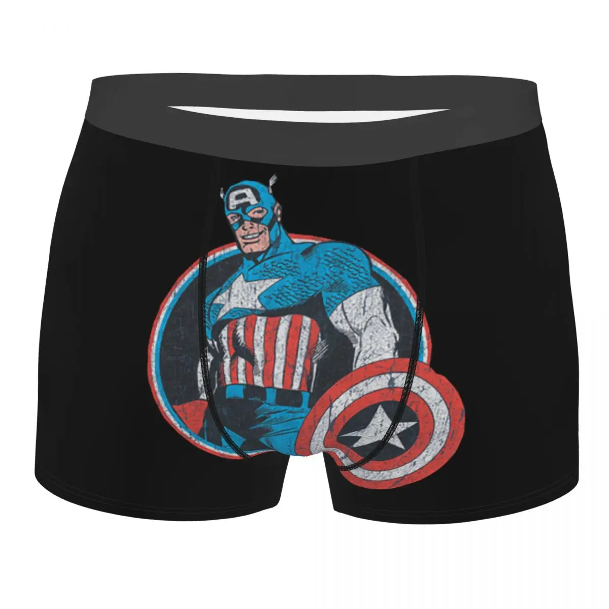 Custom Captain America Shield Film Underwear Men Stretch Boxer Briefs Shorts Panties Soft Underpants For Male